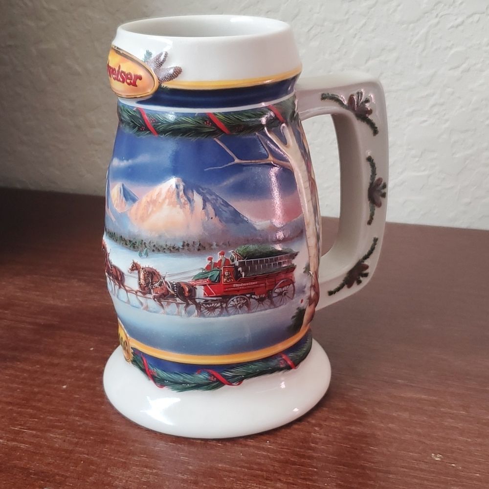 Vintage 2000 Budweiser Holiday Stein Holiday in the Mountains CS416 Clydesdales - Picture 1 of 10